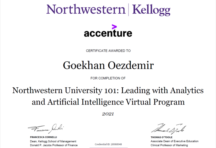 Northwestern University 101: Leading with Analytics and Artificial Intelligence – Virtual Program
